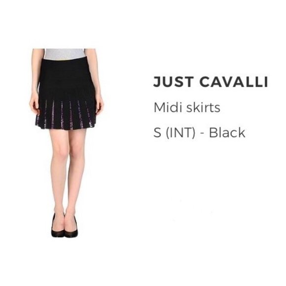 JUST CAVALLI Black Mini Skirt with Purple Crystals, size small - Picture 8 of 8
